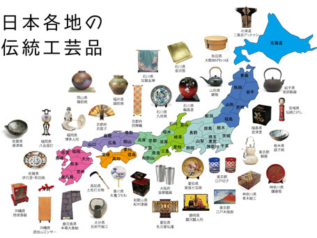 traditional crafts map in Japan