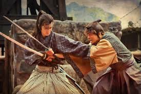 samurais fighting with swords