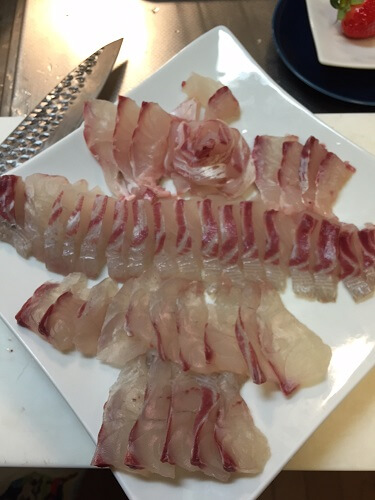 sashimi served in dish