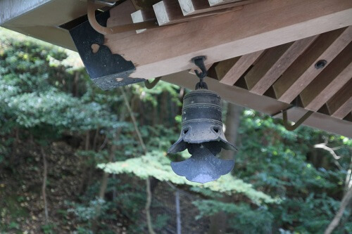 japanese traditional wind chime "futaku" in the roof
