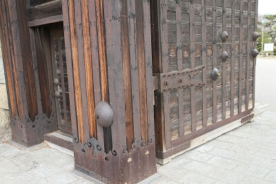 detail of main entrance gate of Himeji Castle and Ninja Hardware