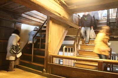 steep stairs inside Himeji Castle