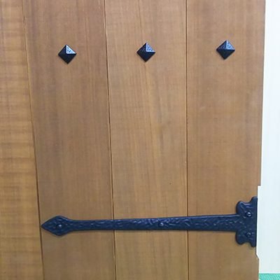 Ninja style decoration tacks on a door