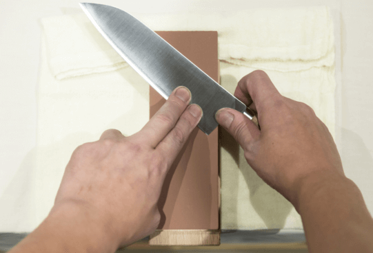 start sharpening from knife heel