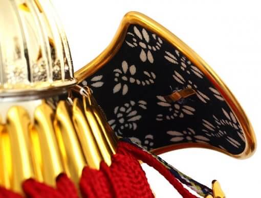 samurai helmet for sale, Kenshin Uesugi - Suiwn gold model, back side of side skirts Fukikaeshi