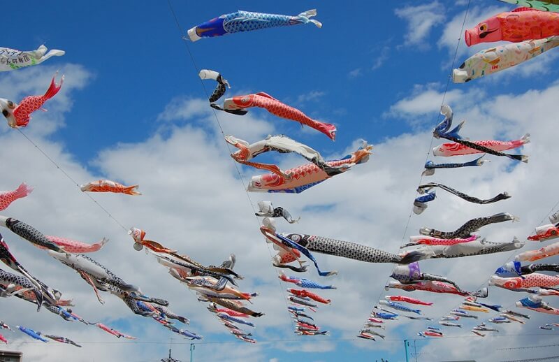 koinobori carp flags flying in the air