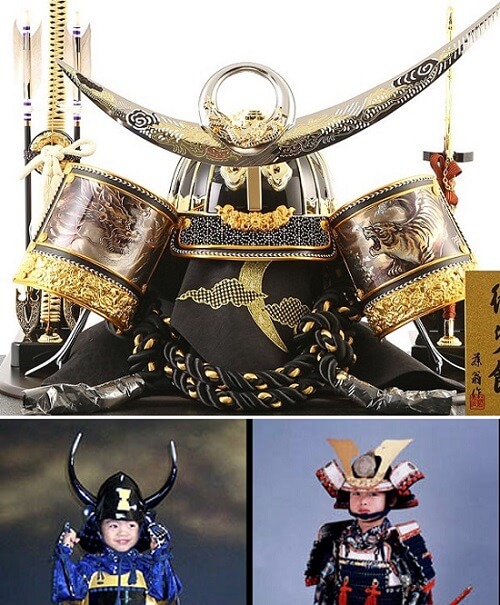 kids wearing wearable samurai helmets