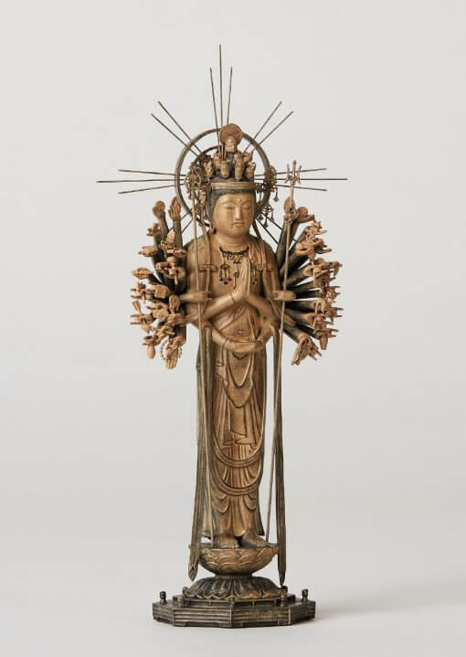 Buddha Statue for sale, palm-sized 1000-armed Kannon, left front view