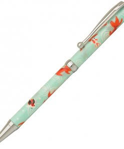 Handmade Ballpoint Pen made in Japan, Mino Washi Japanese paper series, premier quality, Kingyo pattern Blue