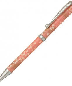 Handmade Ballpoint Pen made in Japan, Mino Washi Japanese paper series, premier quality, Sakura pattern red