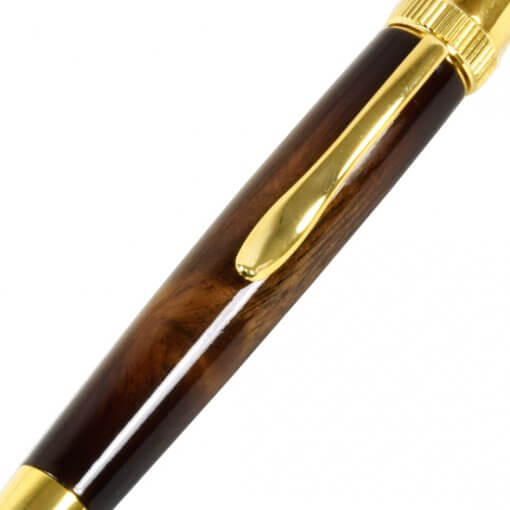 Handmade Ballpoint Pen made in Japan, Sunburst Painted Wood Pen Series, Walnut, details of pen body