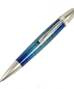 Handmade Ballpoint Pen made in Japan, Sunburst Painted Wood Pen Series, Type-P Candy colors, Curly Maple - Blue