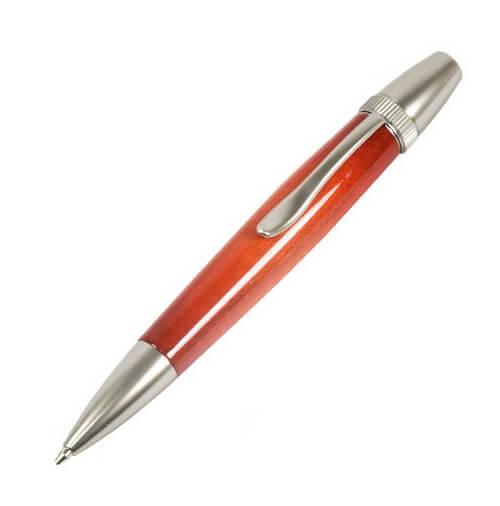 Handmade Ballpoint Pen made in Japan, Sunburst Painted Wood Pen Series, Type-P Candy colors, Curly Maple - Orange