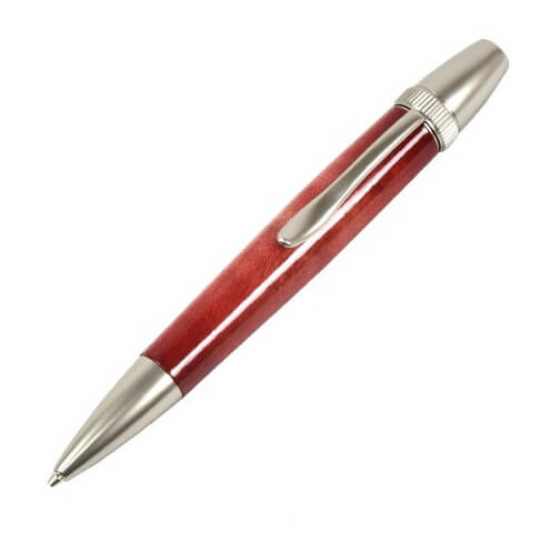 Handmade Ballpoint Pen made in Japan, Sunburst Painted Wood Pen Series, Type-P Candy colors, Curly Maple - Red