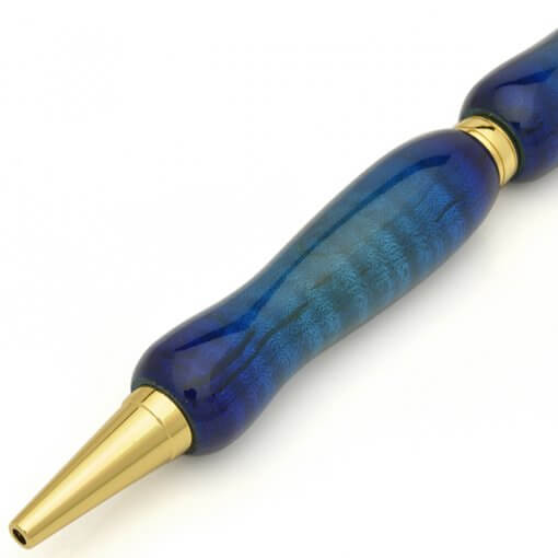 Handmade Ballpoint Pen made in Japan, Sunburst Painted Wood Pen Series, Curly Maple, details of pen body