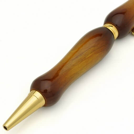 Handmade Ballpoint Pen made in Japan, Sunburst Painted Wood Pen Series, Wild Cherry, details of pen body