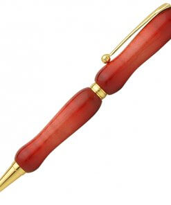 Handmade Ballpoint Pen made in Japan, Sunburst Painted Wood Pen Series, Curly Maple, Red