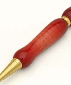 Handmade Ballpoint Pen made in Japan, Sunburst Painted Wood Pen Series, Curly Maple, Red, details of pen body