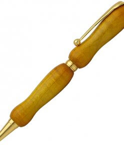 Handmade Ballpoint Pen made in Japan, Sunburst Painted Wood Pen Series, Curly Maple, Yellow