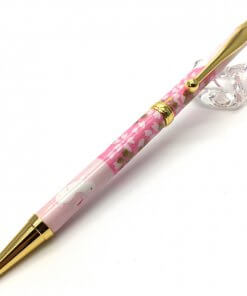 Handmade Ballpoint Pen made in Japan, Mino Washi Japanese paper series, Ichimatsu Pink