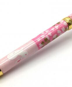 Handmade Ballpoint Pen made in Japan, Mino Washi Japanese paper series, Ichimatsu Pink, details of pen body