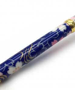 Handmade Ballpoint Pen made in Japan, Mino Washi Japanese paper series, Ryusui Navy, details of pen body