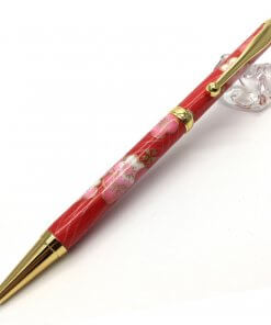 Handmade Ballpoint Pen made in Japan, Mino Washi Japanese paper series, Ume Red