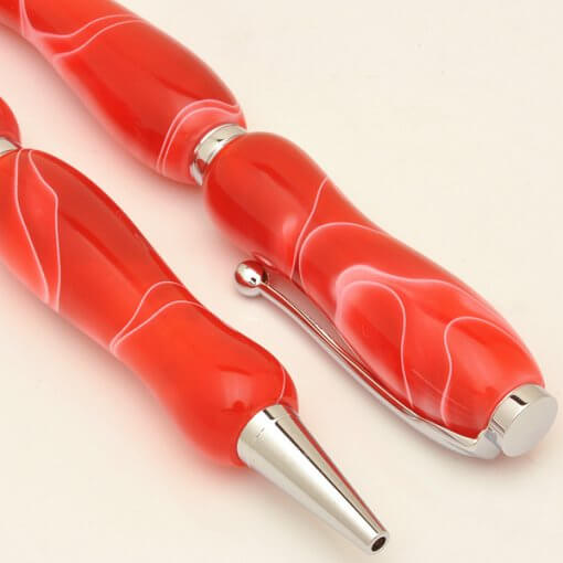 Handmade Ballpoint Pen made in Japan, Acrylic Jewel Series, Cherry Red, details