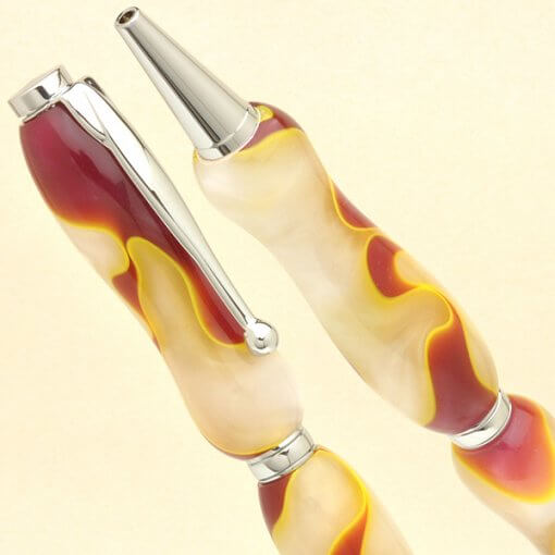 Handmade Ballpoint Pen made in Japan, Acrylic Jewel Series, Flow White, details