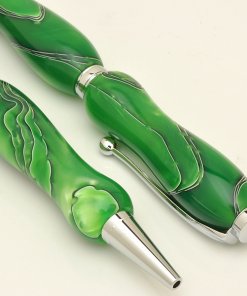 Handmade Ballpoint Pen made in Japan, Acrylic Jewel Series, Lake Green, details