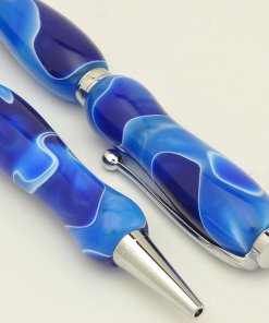 Handmade Ballpoint Pen made in Japan, Acrylic Jewel Series, Sea Blue, details