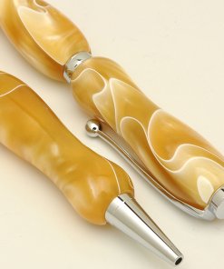 Handmade Ballpoint Pen made in Japan, Acrylic Jewel Series, Shine Gold, details