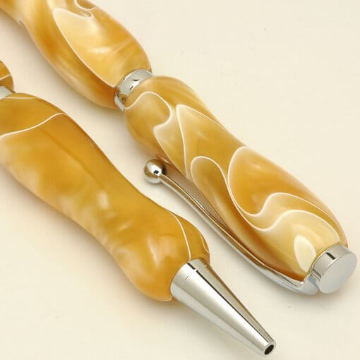 Handmade Ballpoint Pen made in Japan, Acrylic Jewel Series, Shine Gold, details