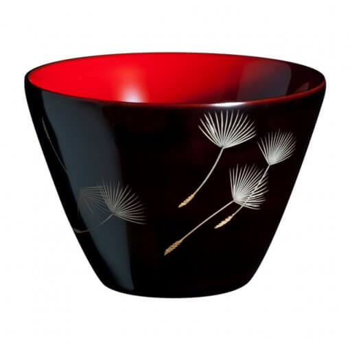 japanese lacquerware for sale, urushi sake cup series, dandelion seeds are drawn black cup