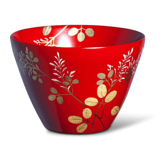 japanese lacquerware for sale, urushi sake cup series, japanese bush clover Hagi drawn red cup