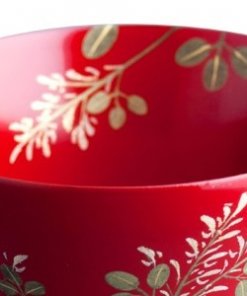 japanese lacquerware for sale, urushi sake cup series, japanese bush clover Hagi drawn red cup