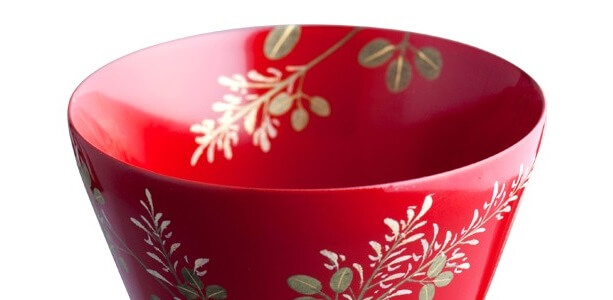 japanese lacquerware for sale, urushi sake cup series, japanese bush clover Hagi drawn red cup