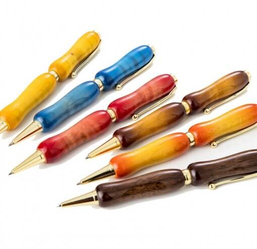 Handmade Ballpoint Pen made in Japan, Sunburst Painted Wood Pen Series
