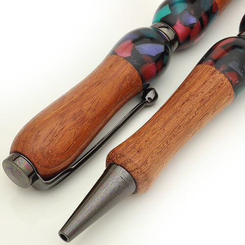 Handmade Ballpoint Pen made in Japan, Acrylic & Wood Series, Black Chinese Quince, details of body