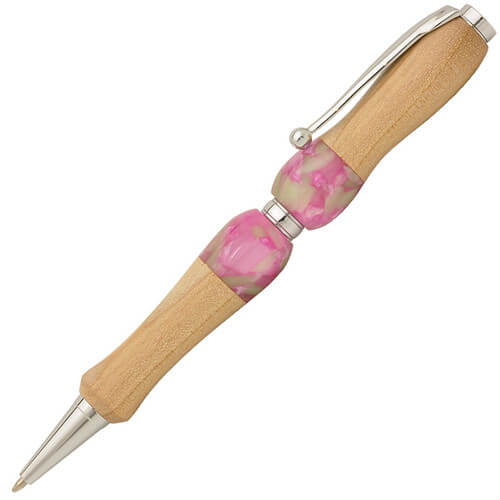 Handmade Ballpoint Pen made in Japan, Acrylic & Wood Series, pink cherry