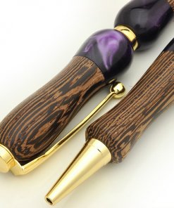 Handmade Ballpoint Pen made in Japan, Acrylic & Wood Series, Wenge, details of body