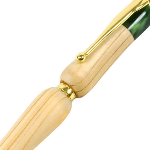 Handmade Ballpoint Pen made in Japan, Hida Tree Series, Nagara Cedar, zooming up to body