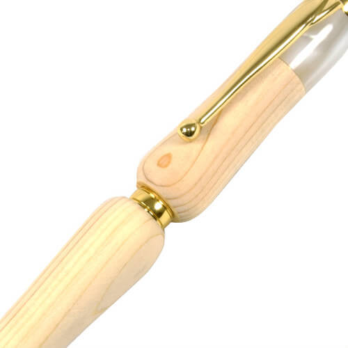 Handmade Ballpoint Pen made in Japan, Hida Tree Series, Tonoh Cypress, zooming up to body