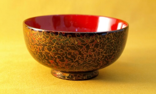 Tsugaru Lacquerware, a traditional Japanese crafts from Aomori, beautiful soup bowl tang coating