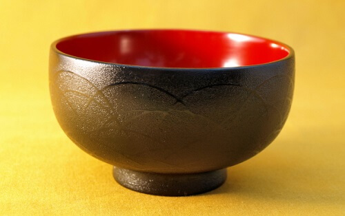 Tsugaru Lacquerware, a traditional Japanese crafts from Aomori, beautiful soup bowl crest coating