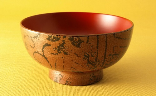 Tsugaru Lacquerware, a traditional Japanese crafts from Aomori, beautiful soup bowl Nishiki coating