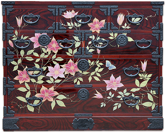 Gorgeous traditional Japanese chest of drawers is also a rolling