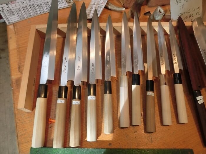 kitchen knives made by Aritsugu, one of the most famous Japanese knife brand in Kyoto