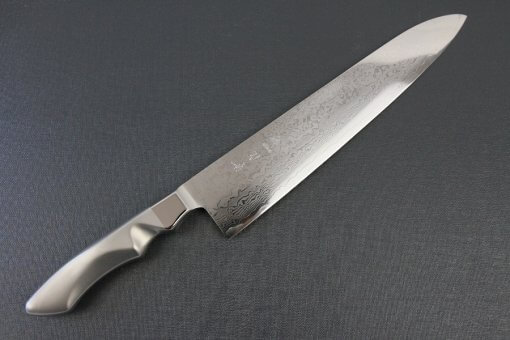 Japanese Chef Knife, Damascus Gyuto size LL, front view