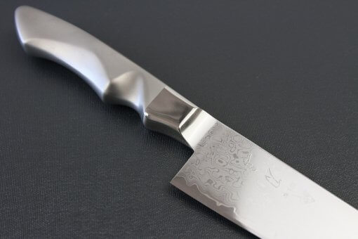 Japanese Chef Knife, Damascus Gyuto, diagonal front view